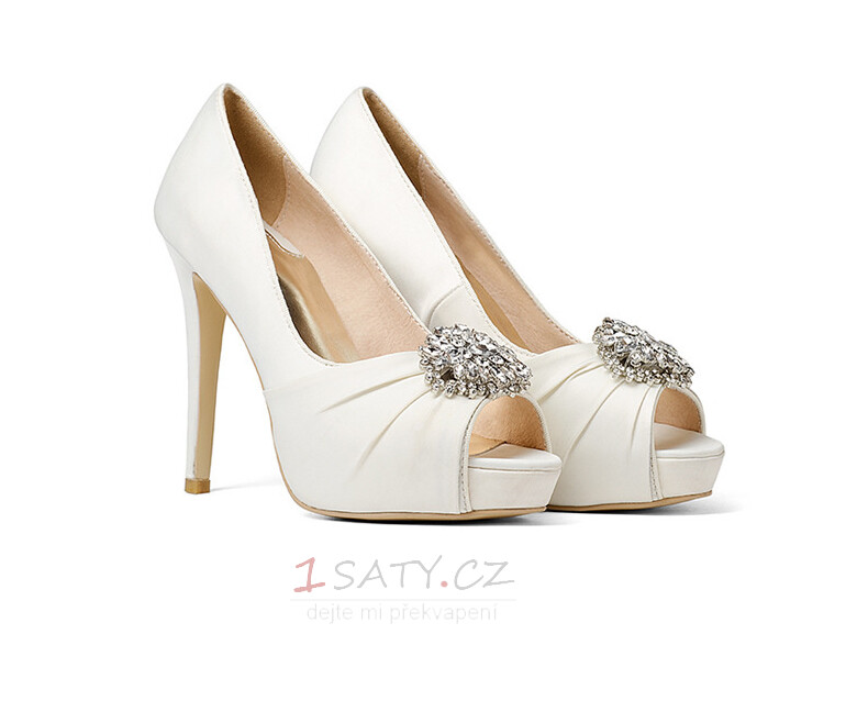 12CM drahokamové svatební boty na vysokém podpatku Saténové party boty