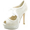 Elegantní krajkové vysoké podpatky nepromokavá platforma dámské boty saténové pásky banketové svatební boty módní boty - Strana 2