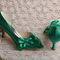 Saténový motýl svatební boty boční duté jehlové vysoké podpatky zelené družičky boty - Strana 2
