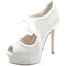 Elegantní krajkové vysoké podpatky nepromokavá platforma dámské boty saténové pásky banketové svatební boty módní boty - Strana 1