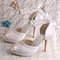 Svatební jehlové svatební boty s otevřenou špičkou sandály svatební velké velikosti družičky - Strana 3