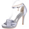 Saténové svatební dámské boty s platformou na vysokém podpatku s otevřenou špičkou na sandále - Strana 5