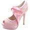 Elegantní krajkové vysoké podpatky nepromokavá platforma dámské boty saténové pásky banketové svatební boty módní boty - Strana 4