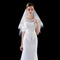 Svatební závoje módní dvojité závoje Svatební doplňky Jemné krajkové závoje Krátké závoje - Strana 4