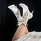 Módní dámské boty s dutými vysokými podpatky, bílé krajkové dámské boty, svatební dámské boty - Strana 4