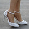 Sandály na vysokém podpatku korálkové kamínky sandály bílé svatební boty - Strana 4