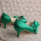 Saténový motýl svatební boty boční duté jehlové vysoké podpatky zelené družičky boty - Strana 3
