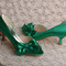 Saténový motýl svatební boty boční duté jehlové vysoké podpatky zelené družičky boty - Strana 4