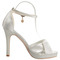 Saténové svatební dámské boty s platformou na vysokém podpatku s otevřenou špičkou na sandále - Strana 7
