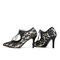 Černé krajkové svatební boty s mašlí na vysokém podpatku, špičaté špičky, strappy party boty - Strana 2