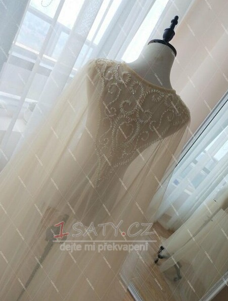 200CM Dvojitý tylový korálkový plášť šátek svatební šátek