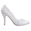 Jarní krajka mělká ústa špičaté jednotlivé boty vyšívané květiny vysoké podpatky bílé svatební boty