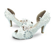 Saténové velké svatební boty krajky květ vysoké podpatky svatební boty družička boty
