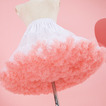 Růžová elastická spodnička s nafouknutým tylem v pase, princezna Balet Dance Pettiskirts Lolita Cosplay, Rainbow Cloud Krátká tutu sukně 45 cm