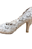 Saténové krajkové svatební boty s drahokamovými jehlovými svatebními botami ručně vyráběné svatební boty