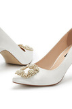 Perlové špičaté svatební boty na vysokém podpatku, bílé saténové svatební boty