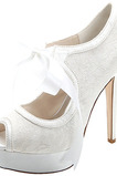 Elegantní krajkové vysoké podpatky nepromokavá platforma dámské boty saténové pásky banketové svatební boty módní boty