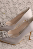 Špičatá čtvercová spona drahokamové jehlové svatební vysoké podpatky banketové boty
