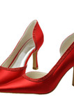Špičaté červené jehlové svatební vysoké podpatky se saténovými banketovými společenskými botami