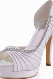 Hedvábné saténové drahokamové svatební boty s bočními dutými rybími ústy