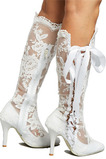 Duté boty sexy krajkové vysoké boty přes koleno jehlové podpatky svatební dámské boty