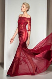 Krajka Elegantní Zip Plášť Rosný rameno Iluze Společenské šaty