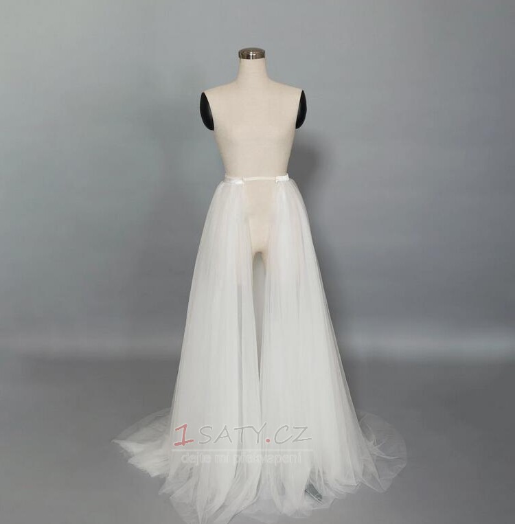 4 vrstvy tylové sukně Odnímatelný vlečný tylový odnímatelný Svatební overskirt Odnímatelná svatební sukně