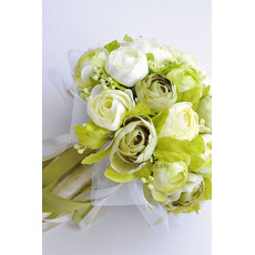 Bílá kamélie zelená korejská nevěsta simulace květiny pro svatbu v ruce