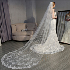 Svatební závoj zadní závoj nádherné krajkové závoj vlasy hřeben svatební doplňky