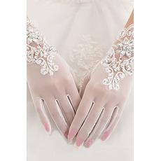 Svatební rukavice Bílá Krátké letní perla Celý prst Vhodné