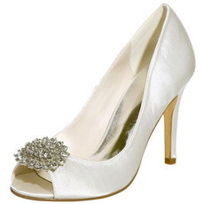 Jehlové sandály nepromokavé drahokamu saténová nevěsta svatební party módní boty