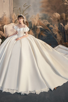 Královský vlak Klenot Krátký rukáv Přikrýt Formální Svatební šaty