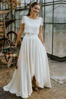 Asymetrické Krátké rukávy Tlačítka Střední Elegantní Svatební šaty