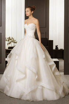 Rouška Bílá Přirozeného pasu Bez rukávů Elegantní Svatební šaty