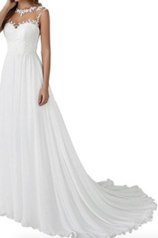 Prodej Bez rukávů Šifón Drahokam Dlouhý Nášivky Svatební šaty