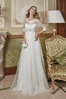 Nášivky Elegantní Aktivována Iluze A-Čára Dlouho Svatební šaty