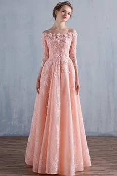 Elegantní Rosný rameno Délka podlahy Trojúhelník Promové šaty