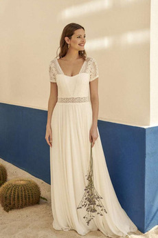 Bezzadu Střední Krátké rukávy Prodej Iluze A-Čára Svatební šaty