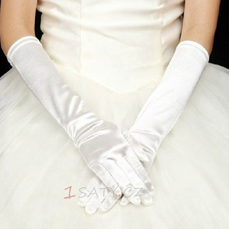 Svatební rukavice plné prsty černé saténové elastické teplé slavnostní - Strana 1