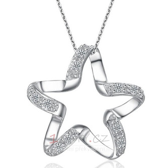 Klíčenka Ženy Stříbrná Pětcípá hvězda Inlaid diamantový náhrdelník - Strana 1