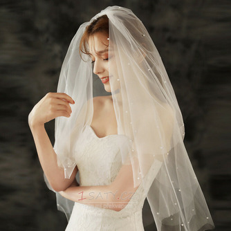 Jednoduchý svatební závoj nevěsta svatební čelenka fotoateliér foto závoj dvojí objednávka perlový závoj - Strana 5