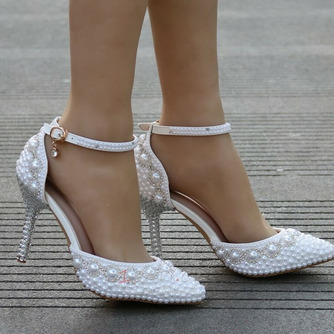 Sandály na vysokém podpatku korálkové kamínky sandály bílé svatební boty - Strana 3