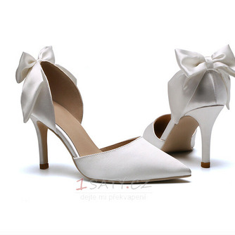 Bílé svatební boty saténové svatební boty vysoké podpatky podzimní a zimní modely - Strana 2