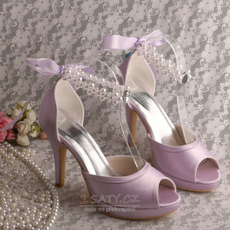Svatební jehlové svatební boty s otevřenou špičkou sandály svatební velké velikosti družičky - Strana 5