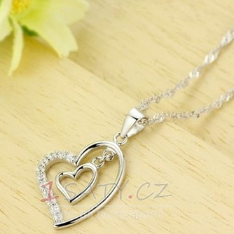 Stříbrné srdce ve tvaru žen krátký vložený diamantový náhrdelník - Strana 3