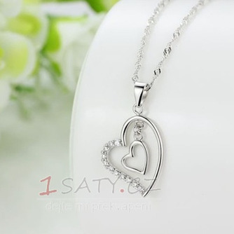 Stříbrné srdce ve tvaru žen krátký vložený diamantový náhrdelník - Strana 2