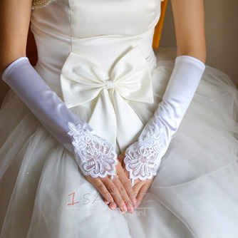Bezešvé dlouhé bílé vintage elastické svatební rukavice - Strana 1
