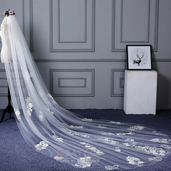 Svatební svatební nádherný závoj krajkový závoj s dlouhým závojem luxusní svatební závoj - Strana 2