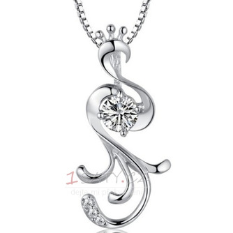 Vykládané diamanty Stříbrné ženy Fashion Peacock náhrdelník - Strana 1