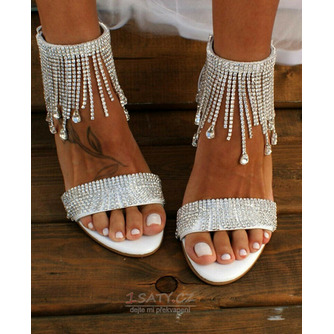 Nové drahokamové dámské sandály se silnými podpatky, banketové svatební sandály - Strana 2